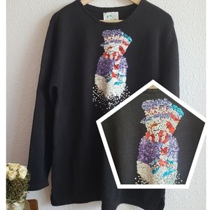 Vintage The Quacker Factory Raime Sequin Snowmens Sweater
